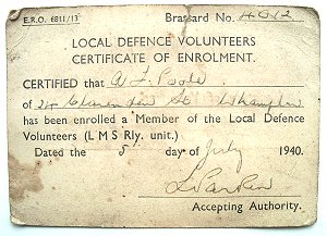  membership card of the Wolverhampton LMS unit.&nbsp; 